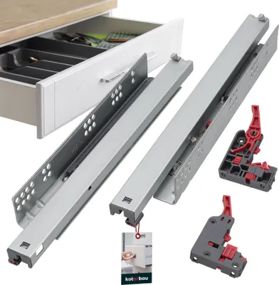 Produktbild von KOTARBAU® 1 Paar (2 St.) 3D Schubladenschienen Bodenmontage Vollauszug Softclose 400 mm Stahl Schubladenauszug Vollauszug Teleskopschienen Bodenmontage Vollauszug Schubladenauszüge unten montiert