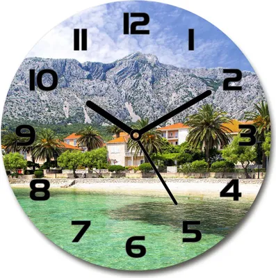 Produktbild von Wanduhr aus Glas 30fi Glasbild Glasuhr Gehärtetes Glas - schwarze-zeiger - Beach in Croatia