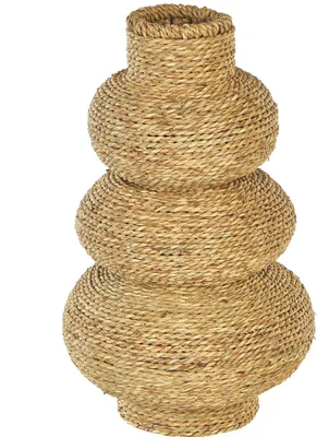 Produktbild von BELIANI Dekovase Naturfarben Seegras-Schnüre 41 cm Hoch Gewölbt Organische Form Boho-Stil Wohnzimmer Esszimmer Schlafzimmer Accessoires Dekoartikel