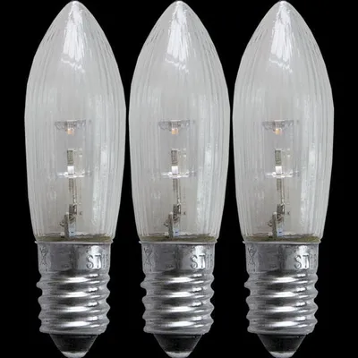 LED Ersatzleuchtmittel für Fensterleuchter - E10 - 0,2W - warmweiß - klar - 10-55V - 3 Stück