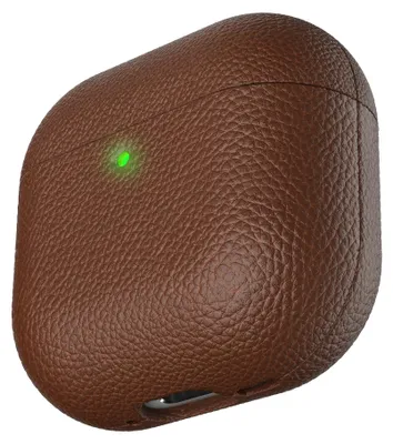 Productafbeelding van KeyBudz Artisan Lederen Hoesje AirPods 4/5 – Handgemaakt Top-Grain Italiaans Leer – Veilige Pasvorm met Herbruikbare Lijm – Compatibel met Bedrade en Draadloze Opladen - Bruin