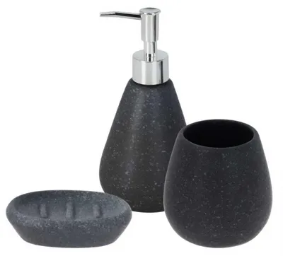 Produktbild von Badezimmer Accessoire-Set: Seifenspender, Seifenschale und Becher