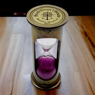 Produktbild von Sanduhr 1 Minute, antikes Messing, lila Sand, für Büro