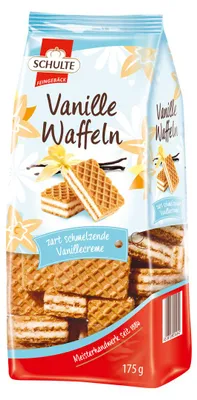 Obrázek produktu pro Schulte vanilkové vafle s vanilkovou náplní, křupavé a jemné 175g