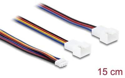 Produktbild von DELOCK Y-Lüfterkabel 1x Pin PWM Bu > St + 4Pin St 15cm
