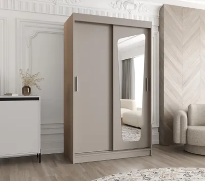 Obrázek produktu pro Šatní skříň 120 cm ZAMIRA se zrcadlem - kašmírová