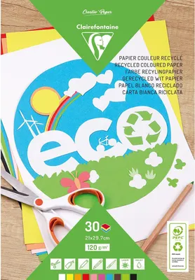 Produktbild von Clairefontaine 5x Block mit 30 Bl farbigem Tonpapier A4 120g Sortierung 26504C