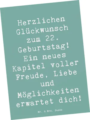 Produktbild von Mr. & Mrs. Panda Postkarte Spruch 22. Geburtstag - Meeresbrise - Geschenk, Ansichtskarte, Abenteuer, Grußkarte, Glückwünsche, Glückwunsch, Möglichkeiten, Ansichtskarten