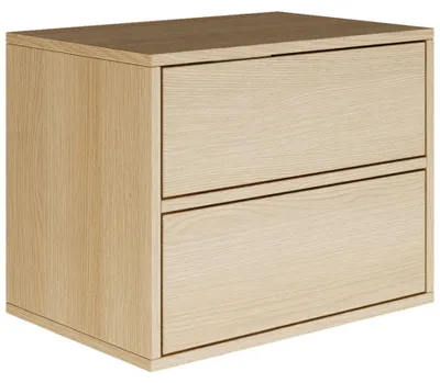 Obrázek produktu pro Selsey Framme - Závěsný noční stolek se 2 zásuvkami, dub s efektem dřeva, 50 cm