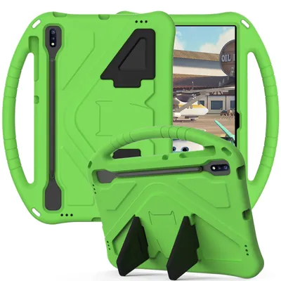 Immagine prodotto di Custodia per bambini per Samsung Galaxy Tab S9+/Tab S9 FE+/Tab S7 FE/Tab S8+/Tab S7+ 12.4", custodia antiurto leggera in EVA con supporto pieghevole e maniglia verde