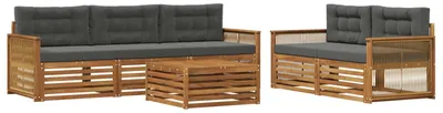 Produktbild von vidaXL Outdoor-Sofagarnitur mit Kissen 6 pcs Natur und Anthrazit