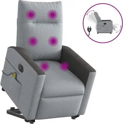 Image de Fauteuil inclinable de massage électrique Gris clair Tissu