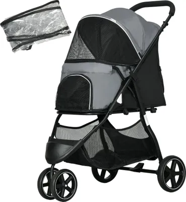 Immagine prodotto di PawHut, passeggino per cani, adatto a cani di piccola e piccolissima taglia, anche per gatti, colore grigio