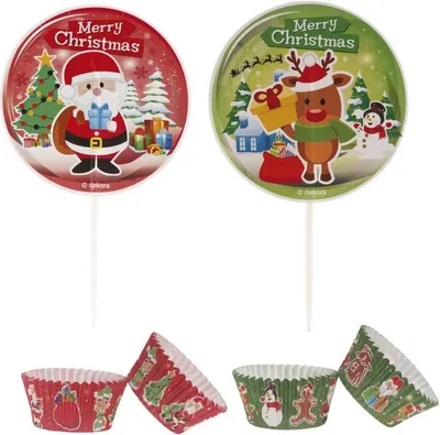 Produktbild von Muffinförmchen und Muffinförmchen Weihnachtsmann und Rentier 24 Förmchen + 24 Förmchen