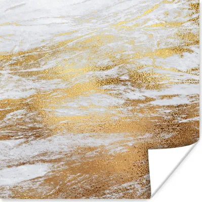 Produktbild von MuchoWow® Poster Marmor - Grau - Gold 100x100 cm - Babyzimmer