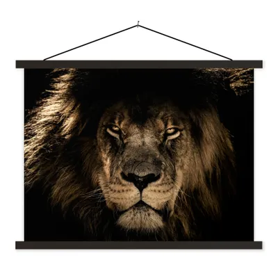 Produktbild von MuchoWow® Textilposter Löwe - Tiere - Schwarz - Porträt 40x30 cm mit schwarzem Rahmen - Dekorationen