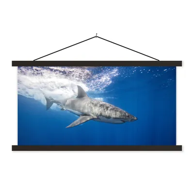 Produktbild von MuchoWow® Textilposter Hai - Meer - Wasser 120x60 cm mit schwarzem Rahmen - Dekoration Schlafzimmer