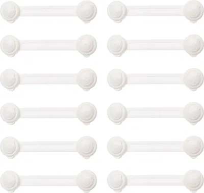 Produktbild von 12 Stück Kinder Sicherung Schrank, Weiß Kindersicherung Schrank, Baby Schranksicherung Schutz Sicherung, für Schränke, Kühlschrank, Tür, 14.5 x 4 cm, Kindersicherung Schubladen Kleber ohne Bohren