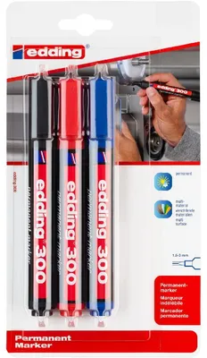 Image de edding 300 marqueurs permanents assortis (blister de 3)