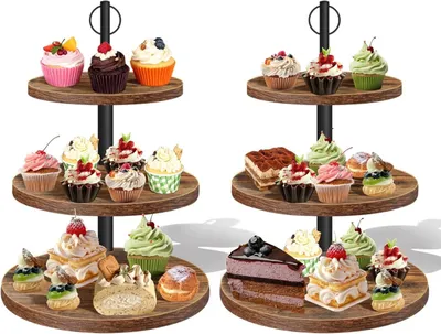 Obrázek produktu pro Dřevěný stojan na cupcakes se 3 úrovněmi