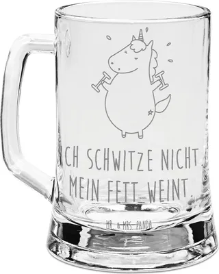 Produktbild von Mr. & Mrs. Panda Krug Einhorn Fitness - Transparent - Geschenk, Unicorn, Fitnessstudio, Bierhumpen, Einhörner, Bierkrug graviert, Sport, Humpen, Gym, Glas, Glaskrug