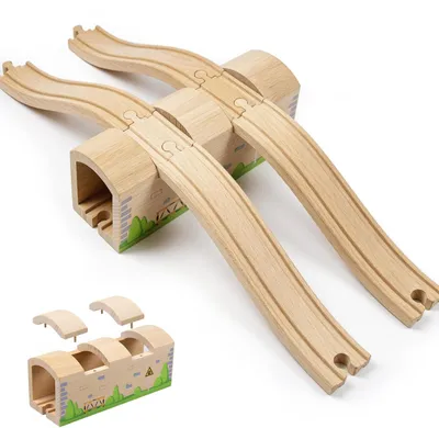 Immagine prodotto di Omgoods - Set di galleria e ponte in legno per ferrovie - Compatibile con molti marchi di ferrovie, adatto a bambini dai 3 anni in su