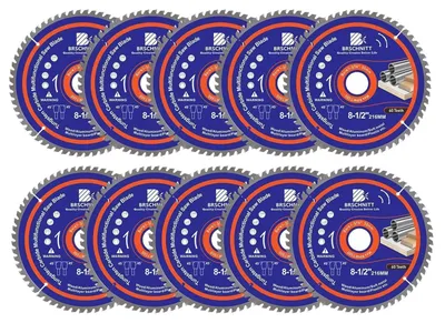 Immagine prodotto di Disco circolare da 216x30 mm, 60 denti, per legno, metallo e alluminio, confezione da 10 pezzi