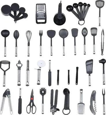 Produktbild von Küchenutensilien-Set, 40-teilig, umweltfreundliches Design, schwarz