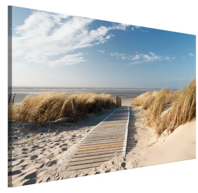Produktbild von LUMASOUL Leinwand Bilder, Leinwandbild Natur Motiv, Wandbilder Holzrahmen und Webstuhl Wohnzimmer und Schlafzimmer, Bilder 90x60 cm Eklektisch Meerlandschaft 03