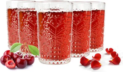 Immagine prodotto di 6 bicchieri da 330 ml con rilievo bicchieri da succo di frutta bicchieri da cocktail bicchieri da long drink