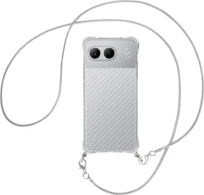 Produktbild von Handykette Backcover-Schutzhülle mit Band (Metall silberfarben) für OnePlus Nord 4 5G - silberfarbene Snake-Kette