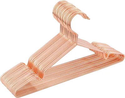 Imagen del producto de Perchas para ropa de bebé - Juego de 20 - Metal - 35 cm - Antideslizantes con ranuras - Color rosa dorado