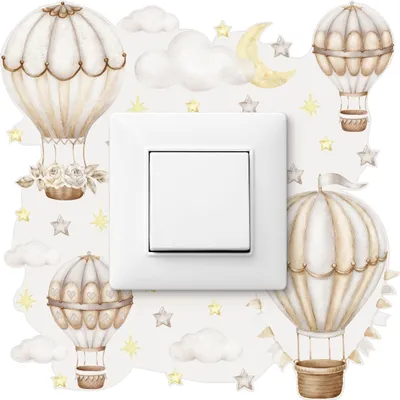 Produktbild von Muralo Lichtschalter-Aufkleber LUFTBALLONS Wolken 20x20cm Wandtattoo für Kinderzimmer