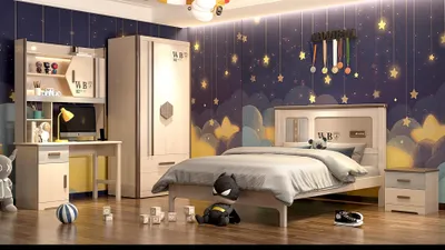 Produktbild von Kinderzimmer Jugendzimmer Set Bett Kleiderschrank Nachttisch Schreibtisch 4tlg