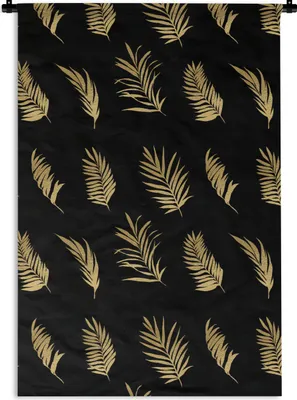 Produktbild von MuchoWow® Wandteppich Wandbehang Tropisch - Gold - Blatt 90x135 cm Tapisserie Dekoration Wandtuch - Baumwolle - Wandskulptur