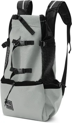 Image de Sac à dos pour animaux de compagnie - Sac de transport pour chien - Voyage confortable - Conception en mesh respirant - 57 x 28 x 12 cm - Gris