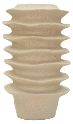 Image de Vase en résine polyéthylène, motif "Wellenband", dimensions 29 x 49 cm, couleur sable, design Mauro Ferretti