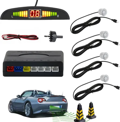 Produktbild von Silber Einparkhilfe 4 Sensoren Parksensor Parkhilfe PDC Hinten Rückfahrwarner