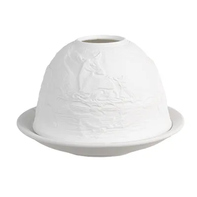 Obrázek produktu pro Stojan na čajovou svíčku Clayre & Eef Ø 12x8 cm Bílý porcelánový jelen