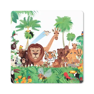 Produktbild von MuchoWow® Mauspad Mousepad Wilde Tiere - Dschungel - Löwe - Tiger - Mädchen - Kinder - Jungen 20x20 cm - Mousepads - Maus Mat - Pad - Mausunterlage - Desk Mat - Bureauartikeln
