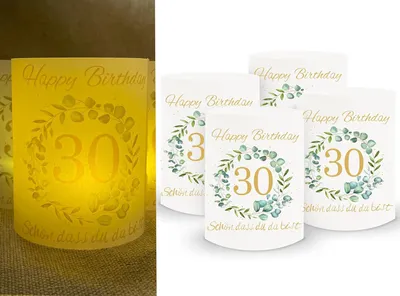 Immagine prodotto di Decorazioni per il 30° compleanno - 16 luci decorative per tavola, lanterne per candele e portacandele | Adatte a uomini e donne che festeggiano il 30° compleanno