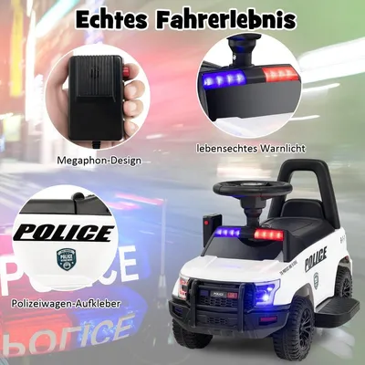Obrázek produktu pro Policejní elektrické auto pro děti 6V elektrické dětské auto s úložným prostorem bílé