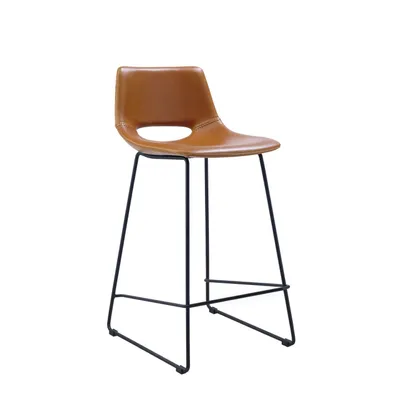 Produktbild von 2-er Set Barhocker Zahara 47 x 89 x 50 cm Polyurethan Braun Stahl Schwarz