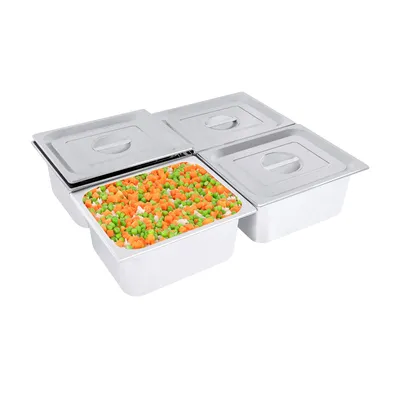 Obrázek produktu pro 4 Pack Hotelová pánev, nerezová hotelová pánev Anti Jam Steam Table Pan with Lid (1/2 Size x 6 Inch Deep) Nerezová pánev 1/2 Size x 6 Inch Deep,