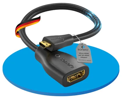Produktbild von sonero Micro HDMI auf HDMI Adapter, 4K Portsaver C Stecker A Buchse, 0,15 m