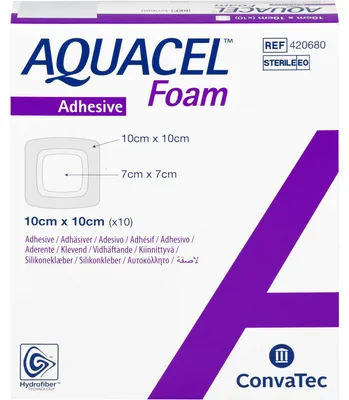 Produktbild von AQUACEL Foam adhäsiv 10x10cm, 10 St VER