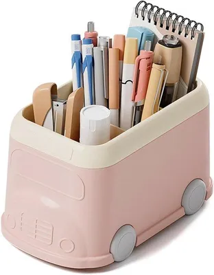 Produktbild von Büro-Organizer mit Cartoon-Auto-Form und drei Schubladen für Stifte und Lineale