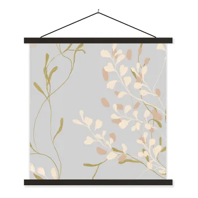 Produktbild von MuchoWow® Textilposter Blumen - Pastell - Design - Blau 60x60 cm mit schwarzem Rahmen - Posteraufhänger