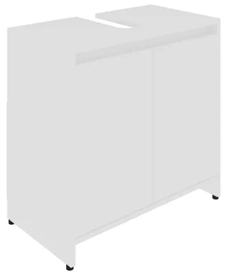 Produktbild von Badezimmerschrank Waschbeckenunterschrank Waschtischunterschrank mit 2 Türen und Ablagefach 60x33x61 cm für Bad modernes Design Weiß