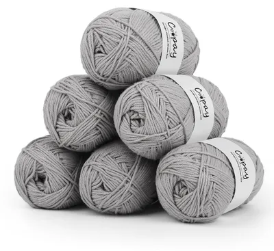 Produktbild von Häkelgarn Baumwolle 6 x 50g Mittelgrau 100% Baumwolle 1,5mm